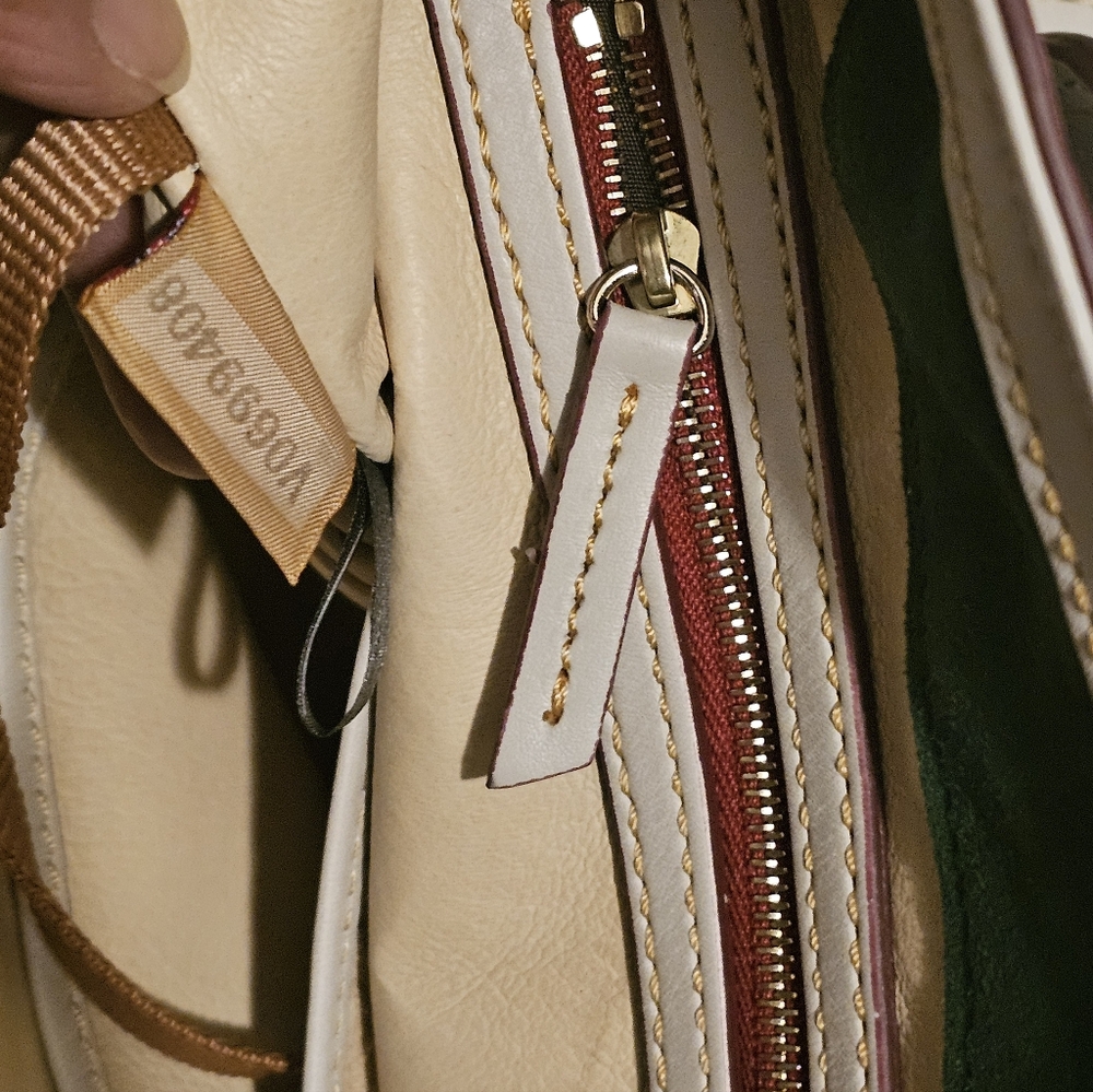 Dooney & Bourke Florentine Leather Cream Satchel with Gold Accents NWOT - Picture 14 of 14